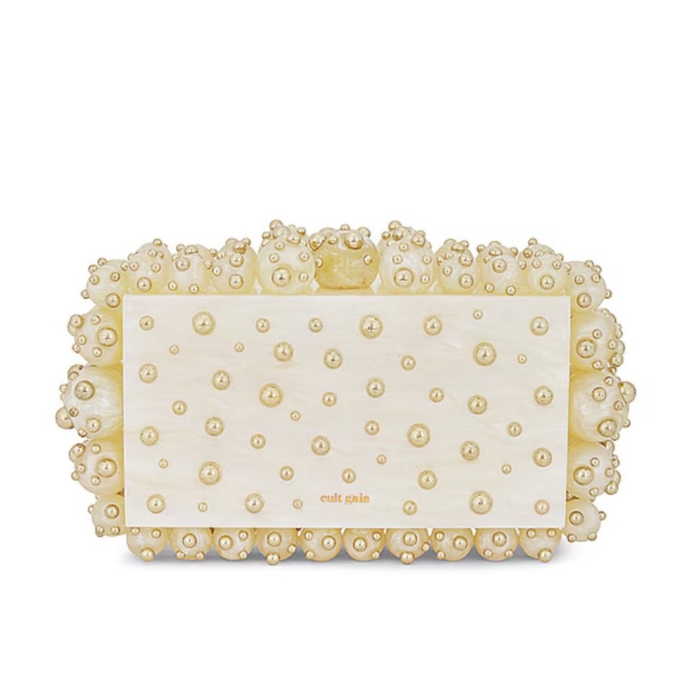 NEW Cult Gaia Ivory and Shiny Brass Eos Clutch